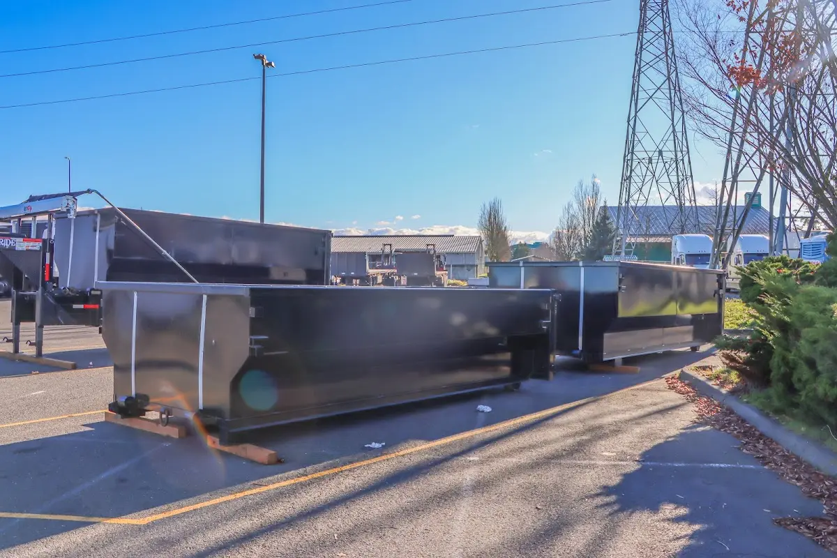 Roll-off dumpster ready for waste disposal at job site for 12 Yard Dumpster Rental in Laurel